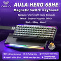AULA HERO 68HE Teclado com interruptor magnético RGB Teclado mecânico para jogos Gatilho rápido 8K Retorno com fio Esports Teclado personalizado